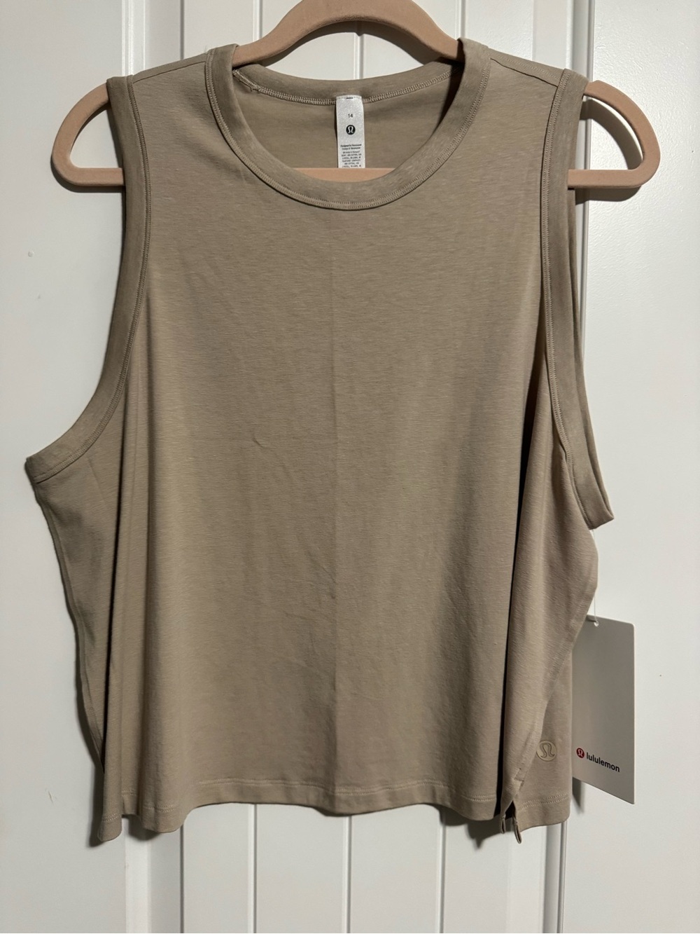 lululemon athletica Classic fit cotton blend tank GO THERE. NWT SZ 14